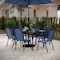 Flash Furniture Brazos 7 Pc Patio Dining Set w/Tempered Glass Patio Table and 6 Chairs w/Navy Flex Comfort Material TLH-94B-303CNV-GG - alternate 1